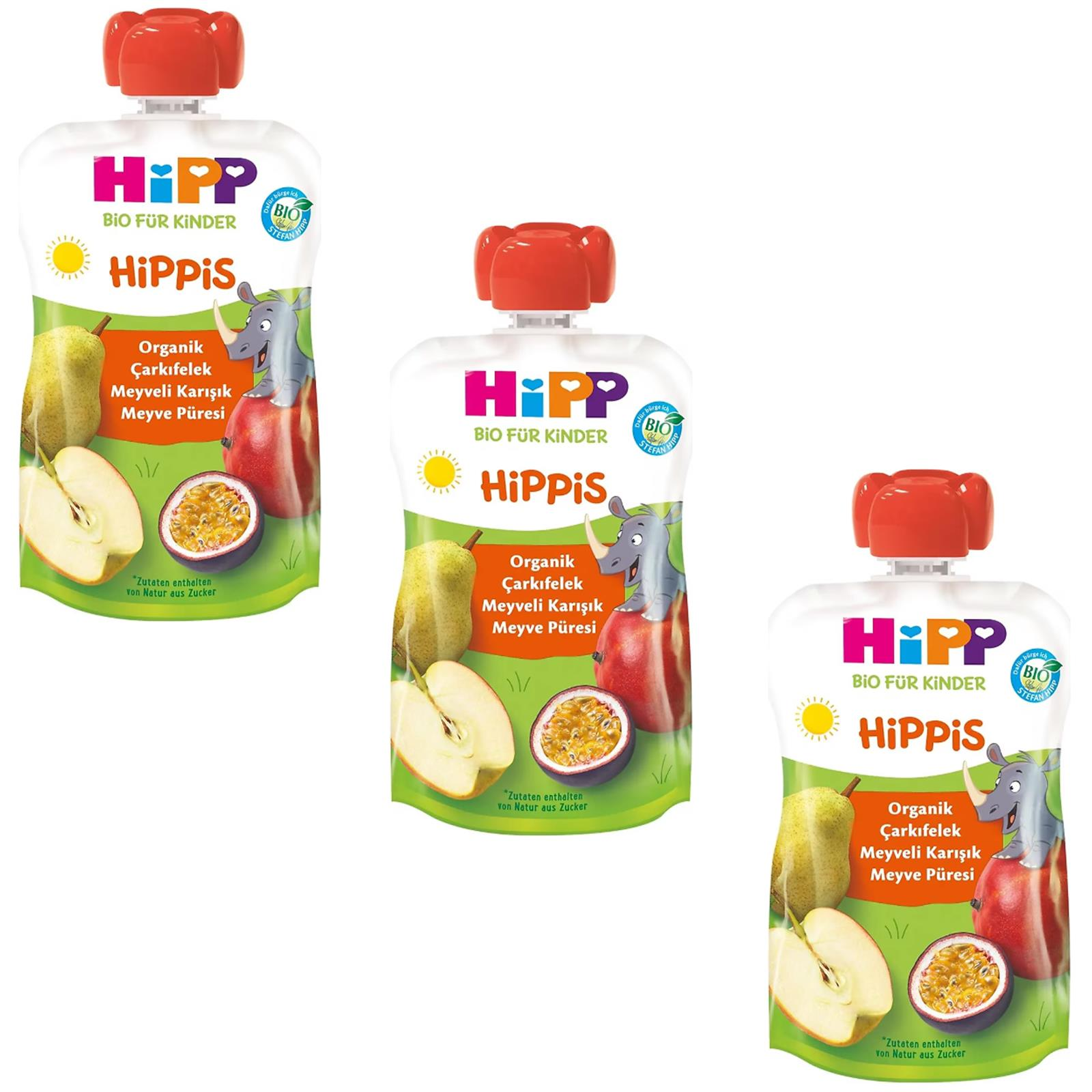 Hipp Organik Çarkıfelek Meyveli Karışık Meyve Püresi 100 gr 3 ADET