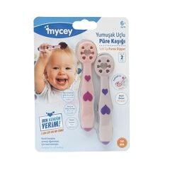 Mycey Yumuşak Uçlu Püre Kaşığı 2 li Set Pembe