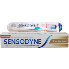 Sensodyne Tam Koruma Diş Macunu 75 ml + Diş Eti Bakımı Fırçası Yumuşak Kırmızı