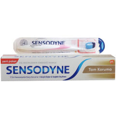 Sensodyne Tam Koruma Diş Macunu 75 ml + Diş Eti Bakımı Fırçası Yumuşak Kırmızı