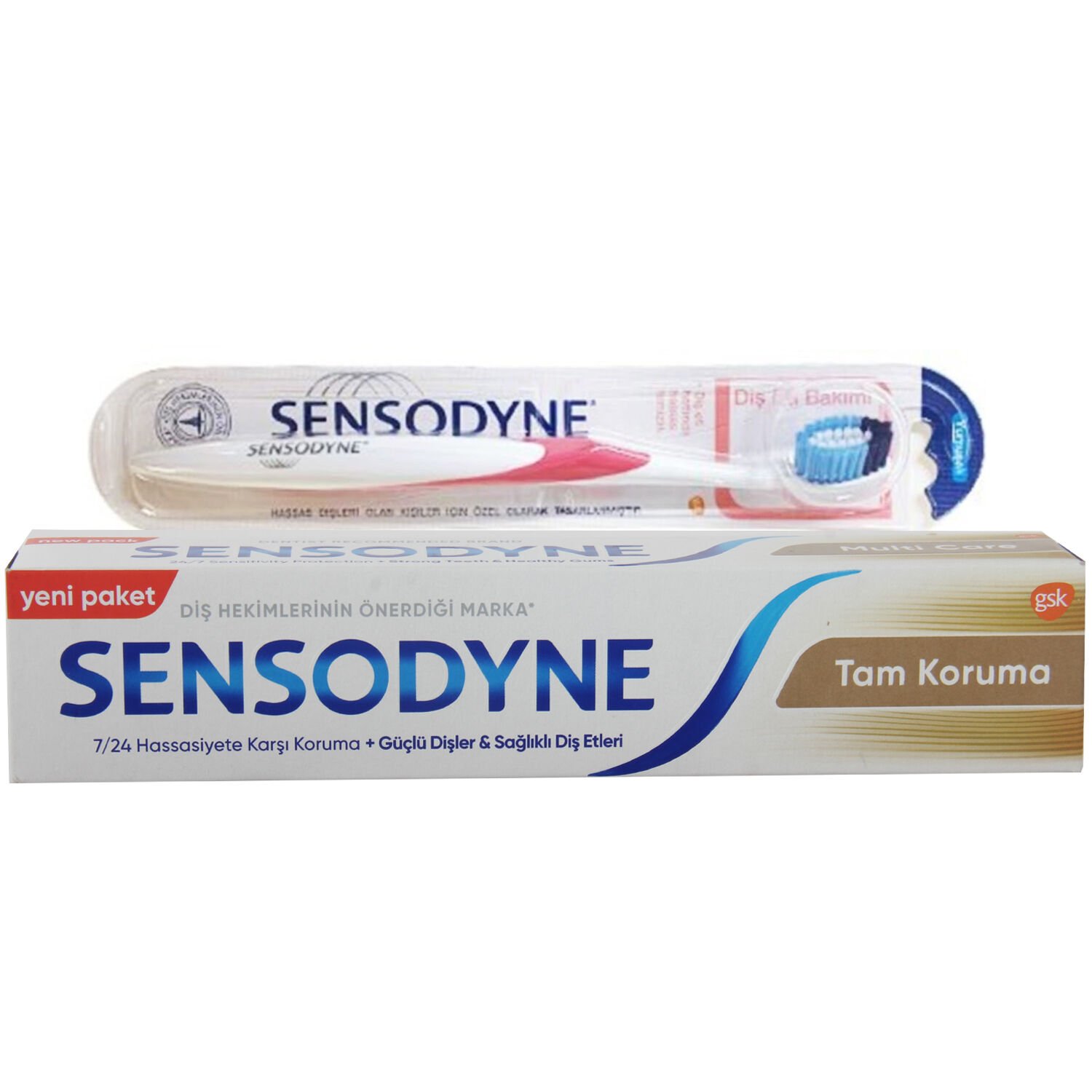 Sensodyne Tam Koruma Diş Macunu 75 ml + Diş Eti Bakımı Fırçası Yumuşak Kırmızı