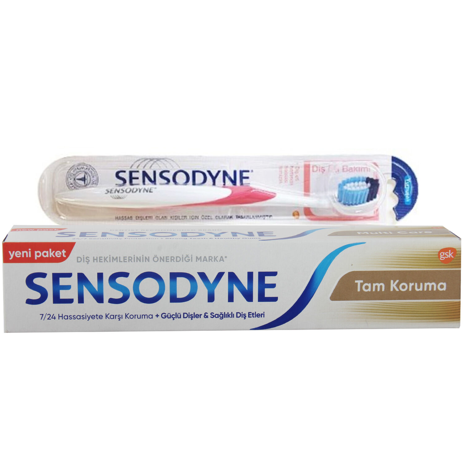 Sensodyne Tam Koruma Diş Macunu 75 ml + Diş Eti Bakımı Fırçası Yumuşak Kırmızı