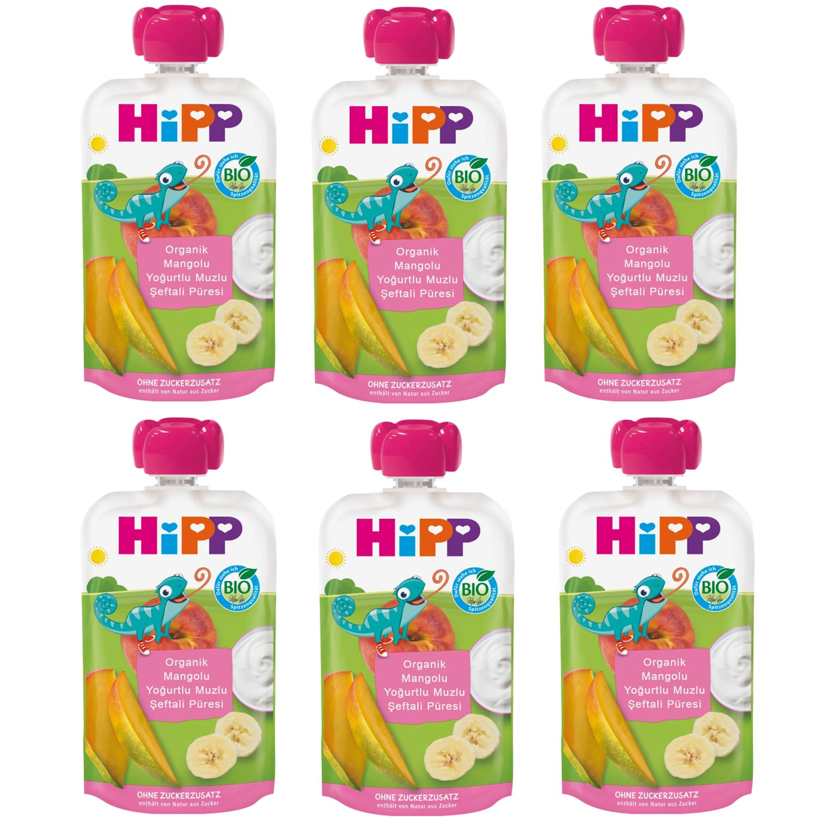 Hipp Organik Mangolu Yoğurtlu Muzlu Şeftali Püresi 100 gr 6 ADET