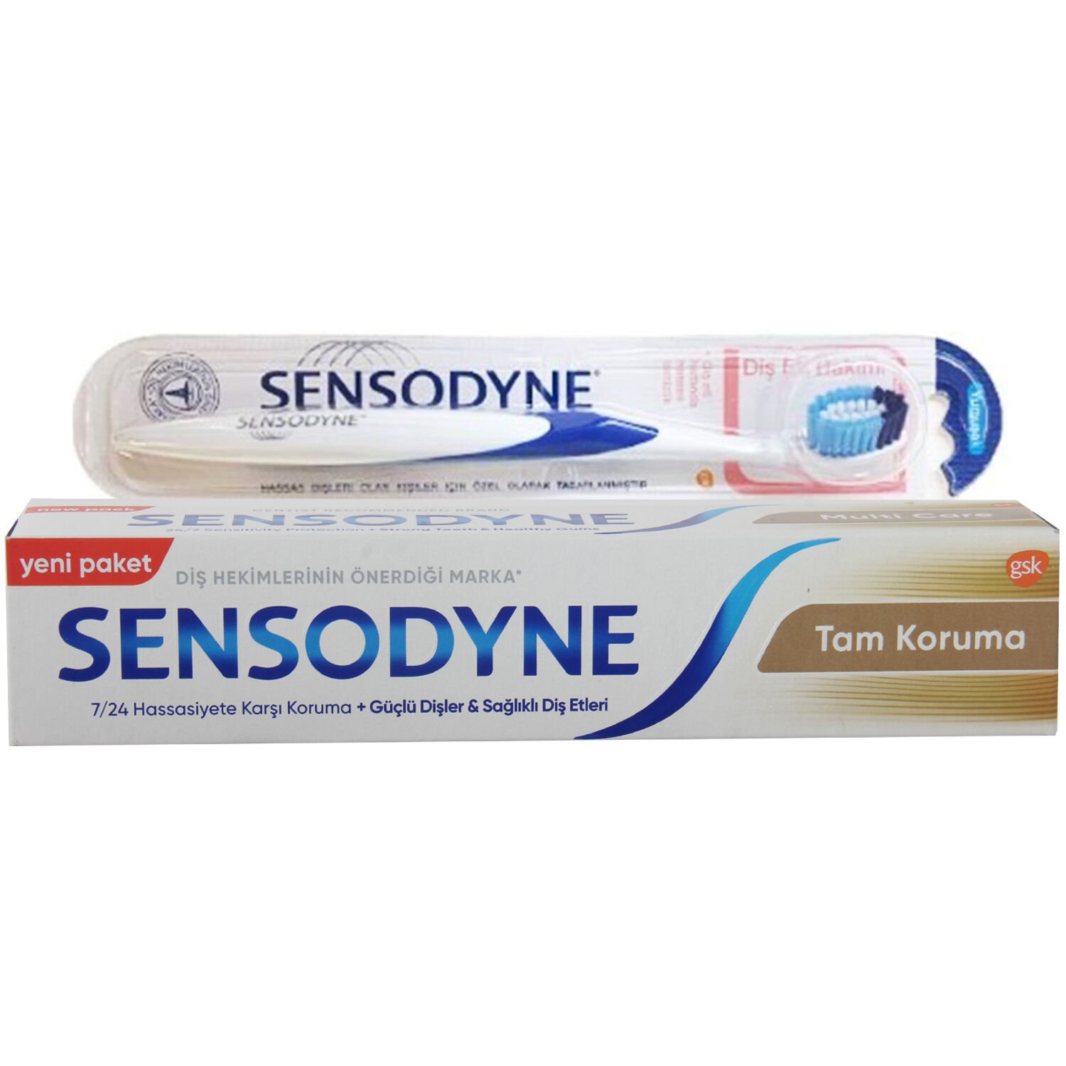 Sensodyne Tam Koruma Diş Macunu 75 ml + Diş Eti Bakımı Fırçası Yumuşak Mavi