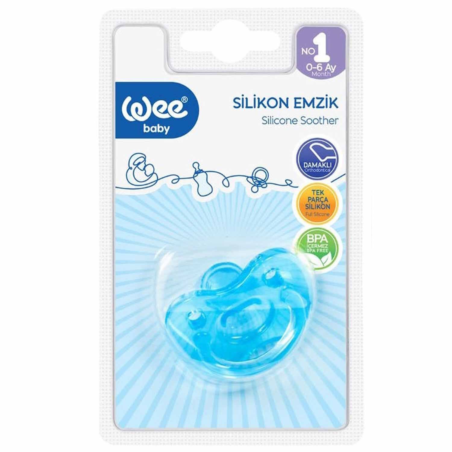Wee Baby No 1 Silikon Emzik 0-6 Ay Erkek Rengi