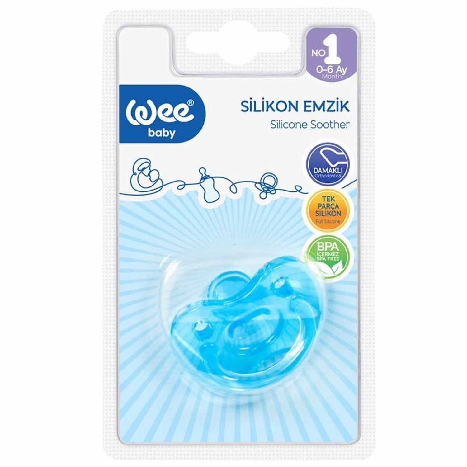 Wee Baby No 1 Silikon Emzik 0-6 Ay Erkek Rengi