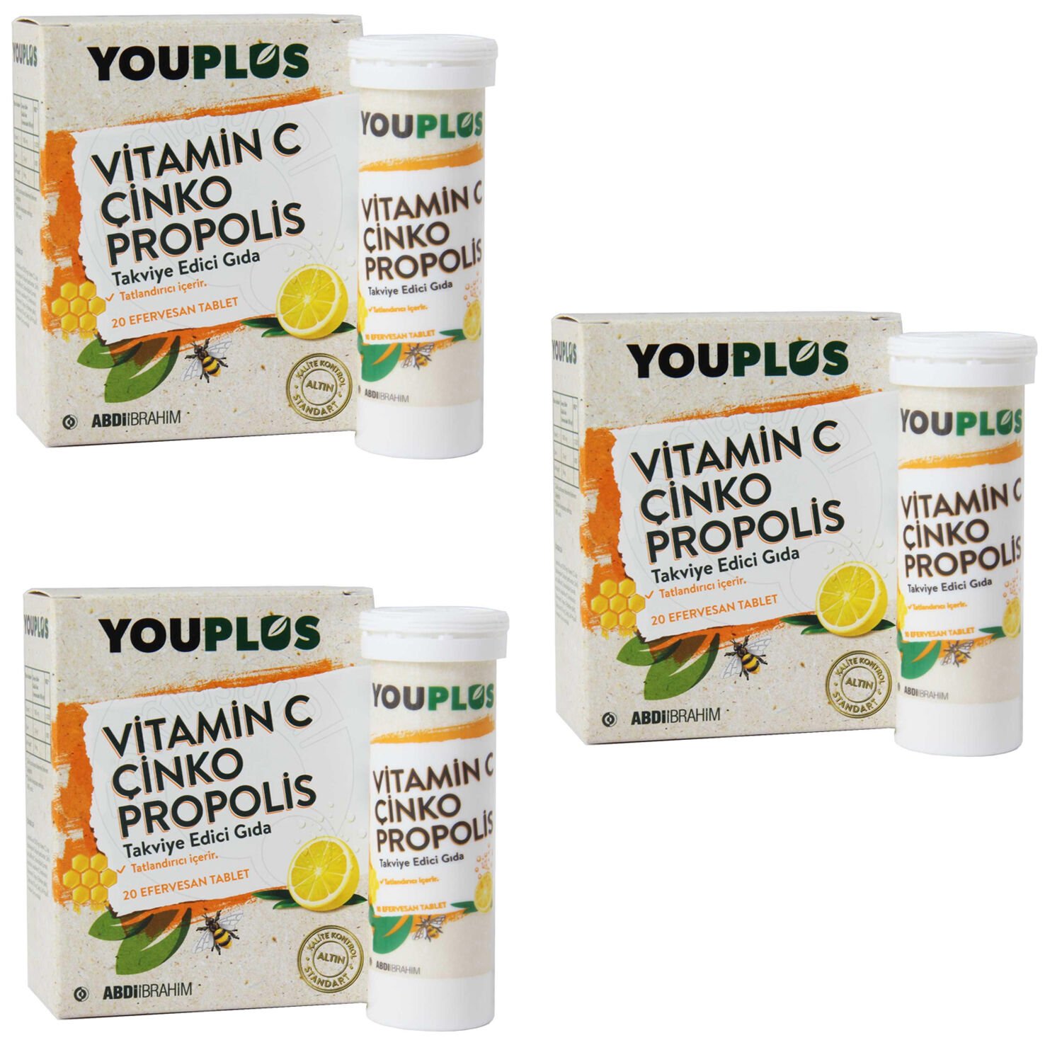 Youplus Vitamin C Çinko Propolis 20 Efervesan Tablet 3 ADET