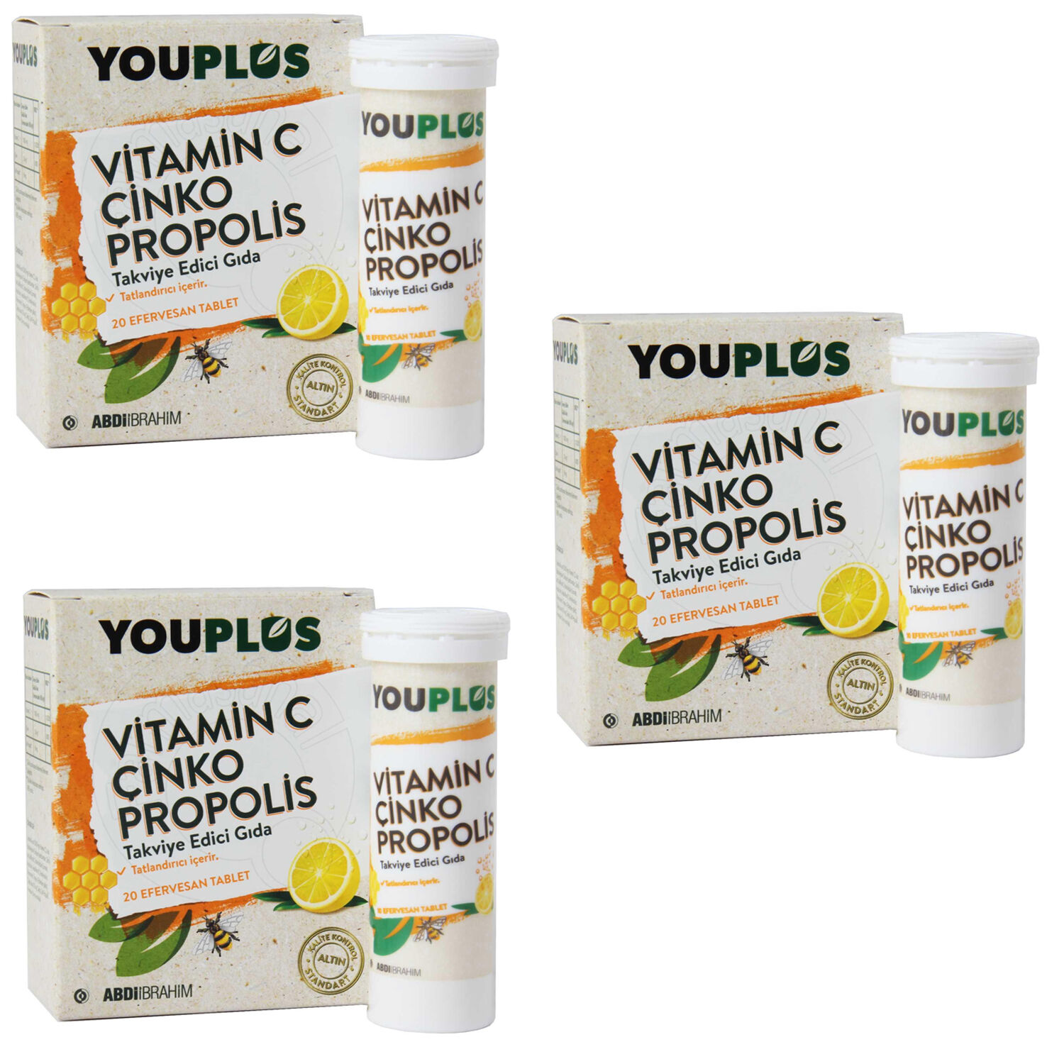 Youplus Vitamin C Çinko Propolis 20 Efervesan Tablet 3 ADET