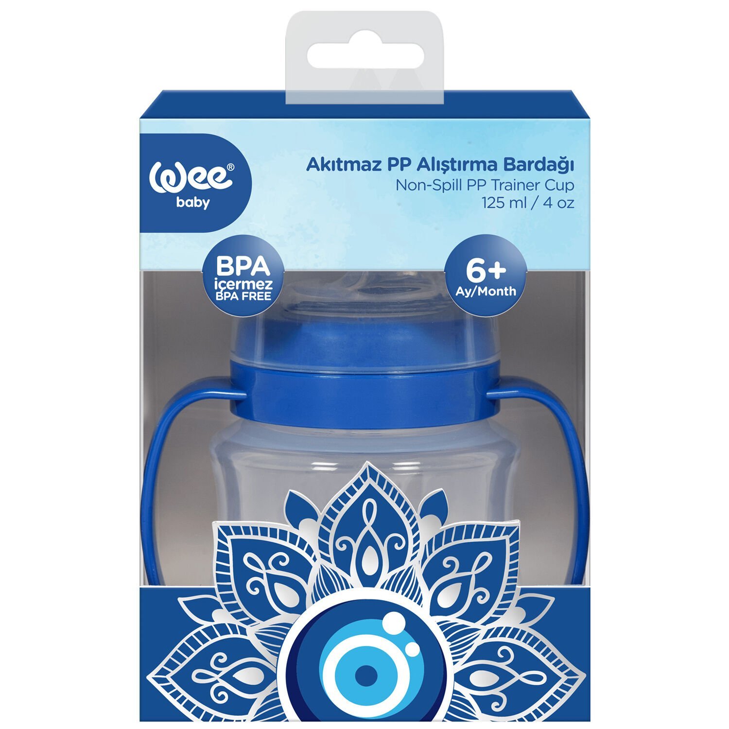 Wee Baby Nazar Boncuğu Desenli Akıtmaz Kulplu PP Bardak 125 ml