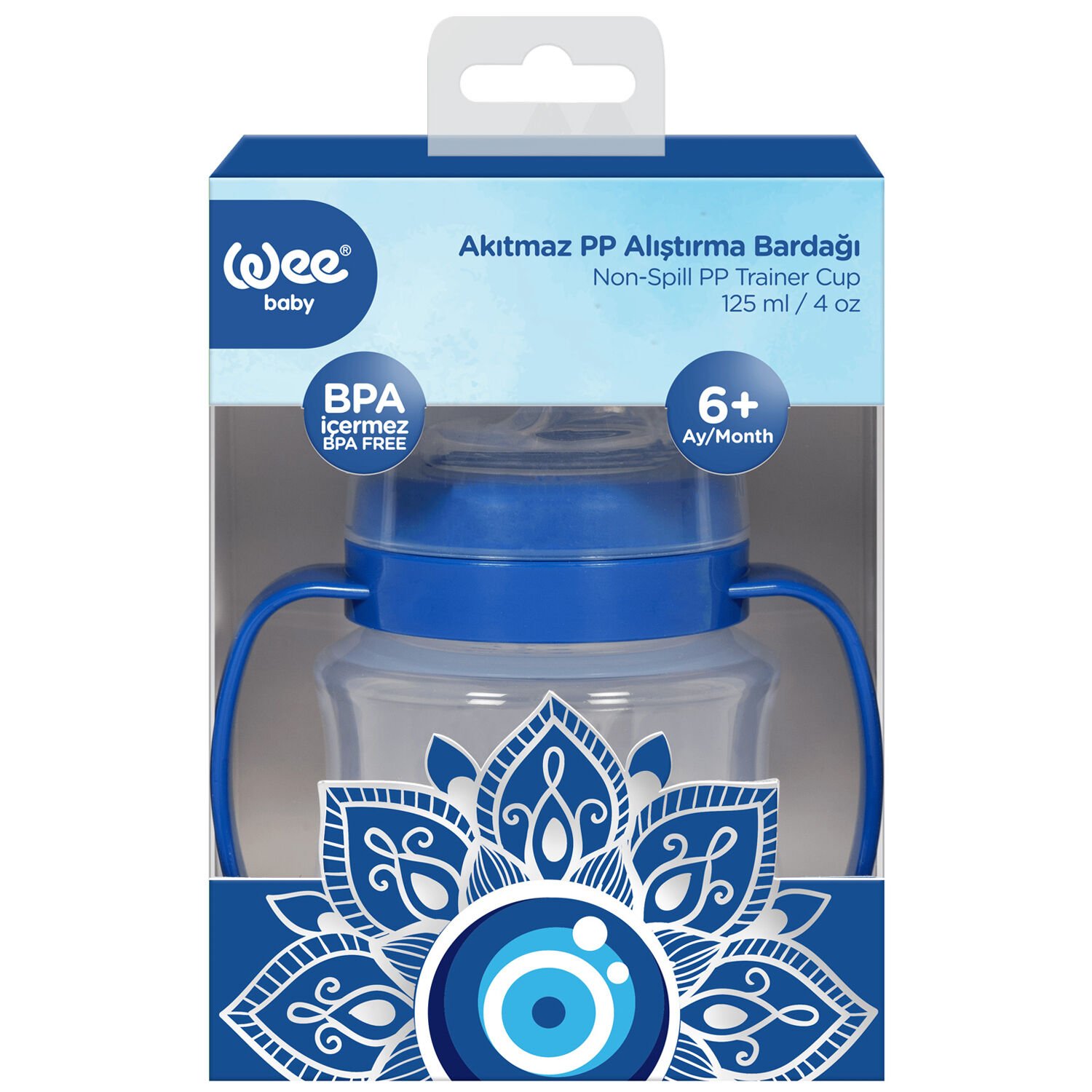 Wee Baby Nazar Boncuğu Desenli Akıtmaz Kulplu PP Bardak 125 ml